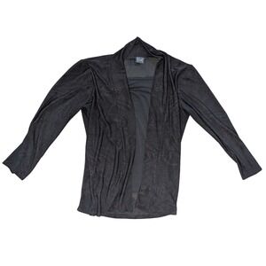 Vintage Vamp Black XL Blouse with attached Cardigan Stretch Floral Mesh Sheer